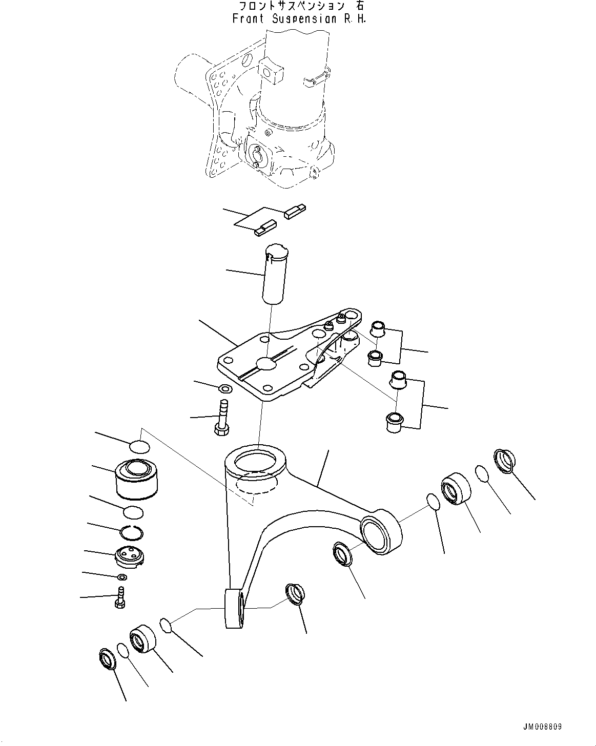 Komatsu parts book diagram for HD605-8 S/N 30072-UP (For KAL): FRONT AXLE, LEVER, R.H. (#30001-)