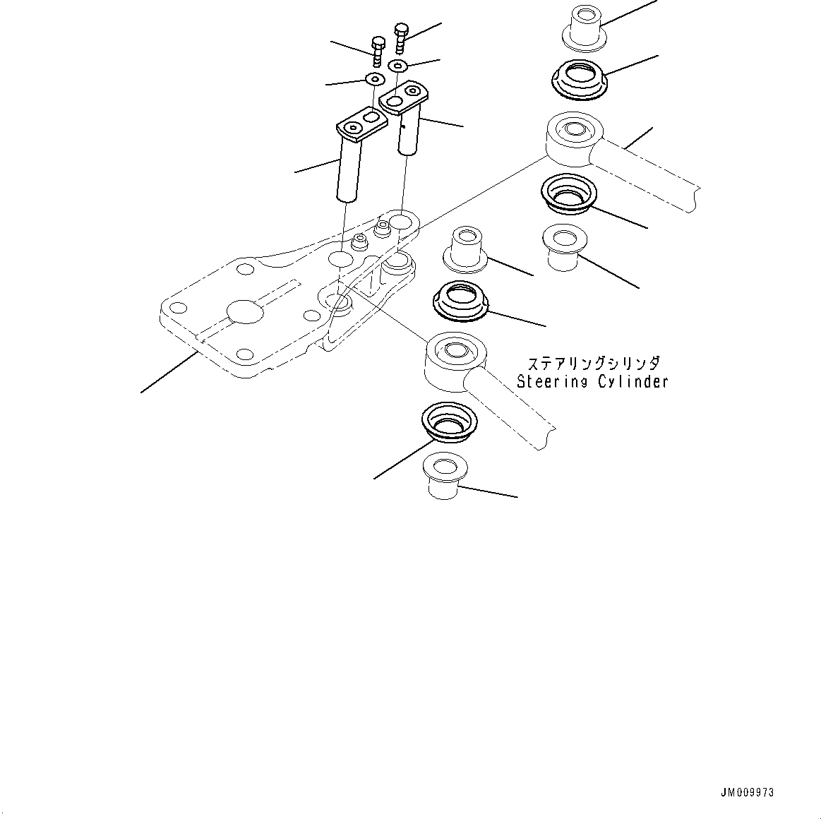 Komatsu parts book diagram for HD605-8 S/N 30072-UP (For KAL): FRONT AXLE, MOUNTING, R.H. (#30001-)
