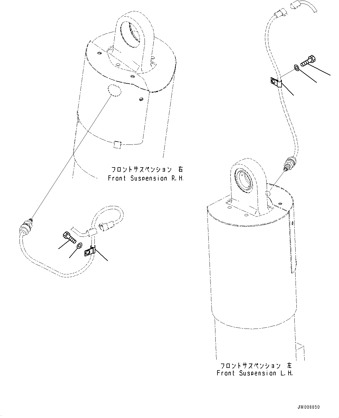 Komatsu parts book diagram for HD605-8 S/N 30072-UP (For KAL): FRONT AXLE, SENSOR AND MOUNTING (#30001-)