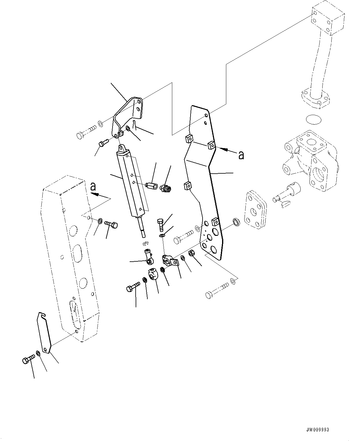 Komatsu parts book diagram for HD605-8 S/N 30072-UP (For KAL): FRONT AXLE, SUSPENSION VALVE, R.H. (#30001-)