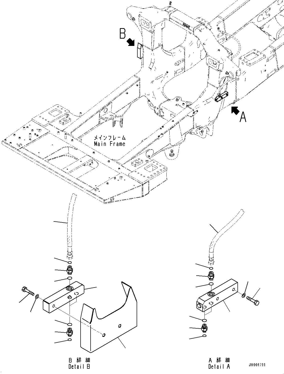 Komatsu parts book diagram for HD605-8 S/N 30072-UP (For KAL): FRONT BRAKE OIL PIPING (#30001-)