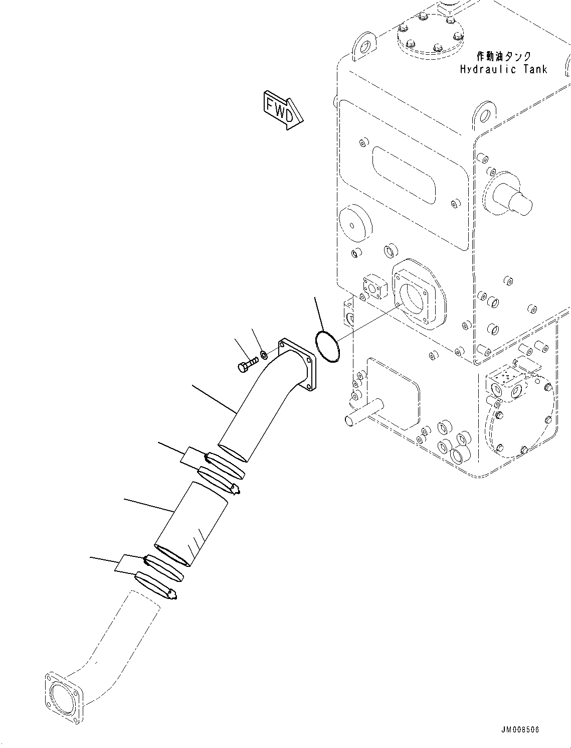 Komatsu parts book diagram for HD605-8 S/N 30072-UP (For KAL): HYDRAULIC TANK, SUCTION PIPING (#30001-)