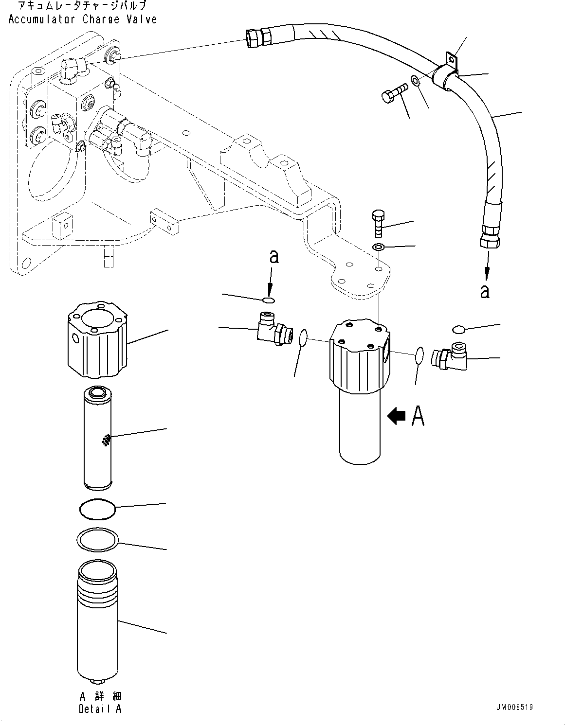 Komatsu parts book diagram for HD605-8 S/N 30072-UP (For KAL): HYDRAULIC TANK, BRAKE OIL FILTER (#30001-)