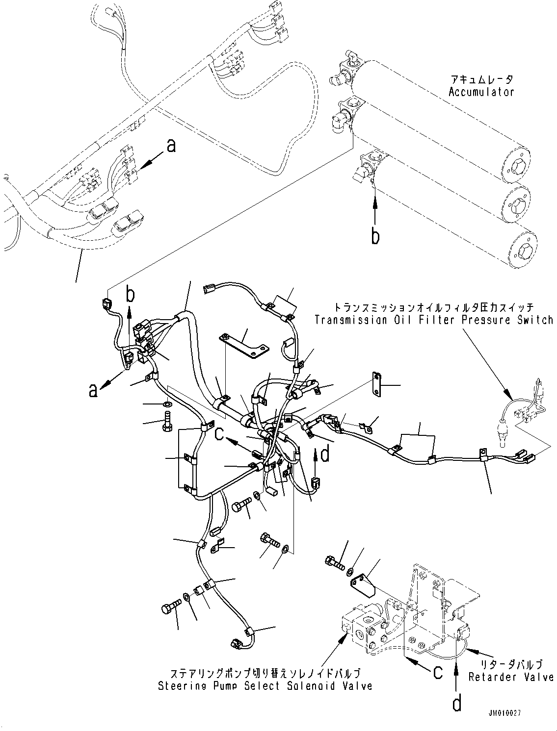 Komatsu parts book diagram for HD605-8 S/N 30072-UP (For KAL): HYDRAULIC TANK, WIRING HARNESS(#30015-30054)