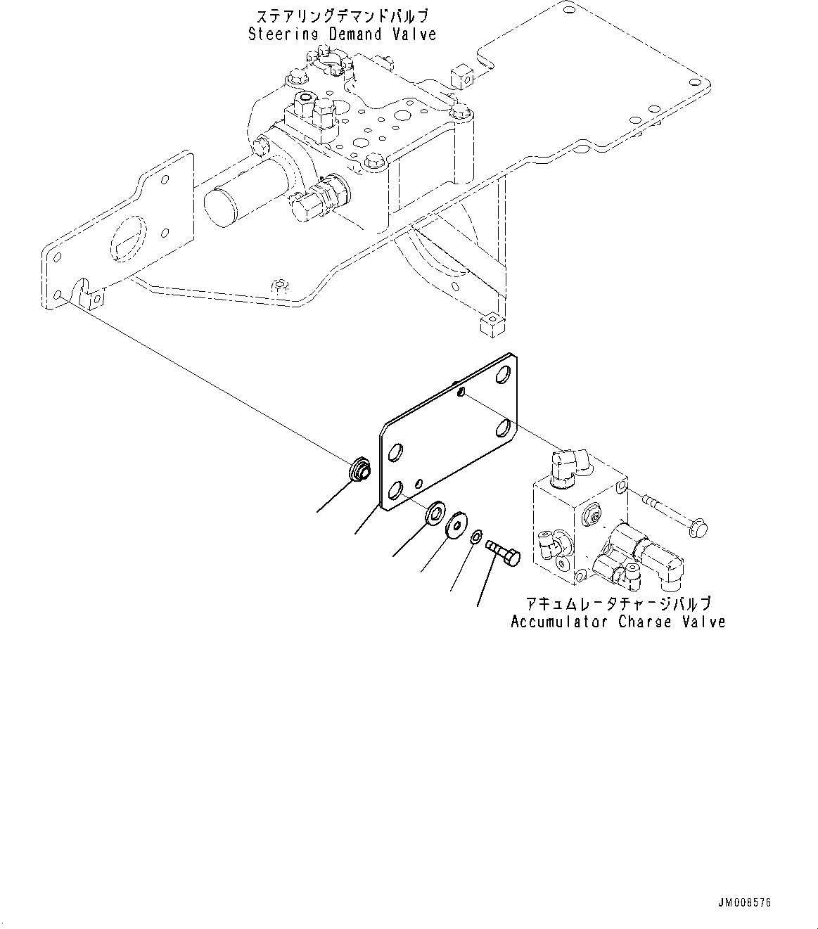 Komatsu parts book diagram for HD605-8 S/N 30072-UP (For KAL): HYDRAULIC TANK, ACCUMULATOR CHARGE VALVE MOUNTING (#30001-)