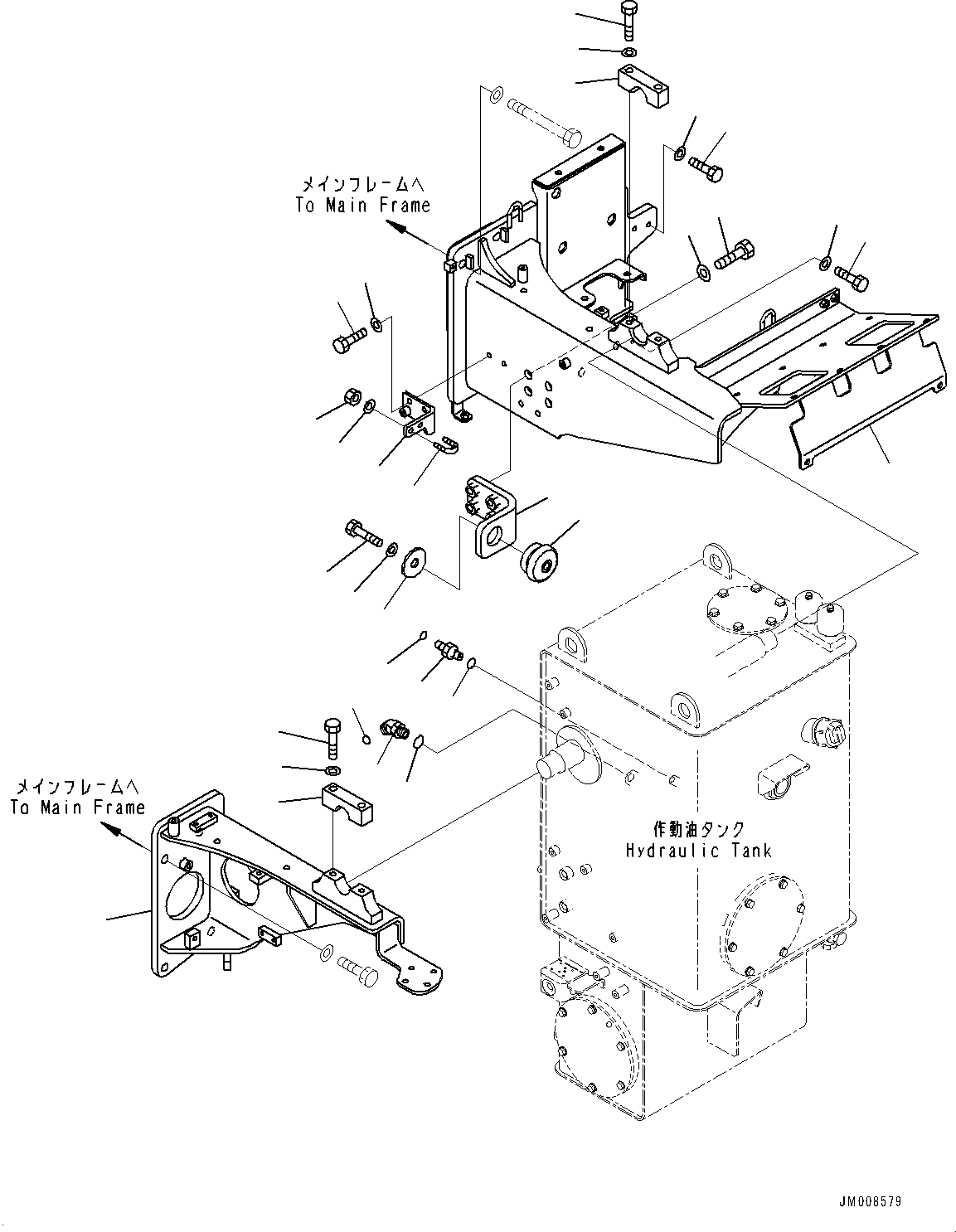 Komatsu parts book diagram for HD605-8 S/N 30072-UP (For KAL): HYDRAULIC TANK, TANK MOUNTING(#30001-30014)