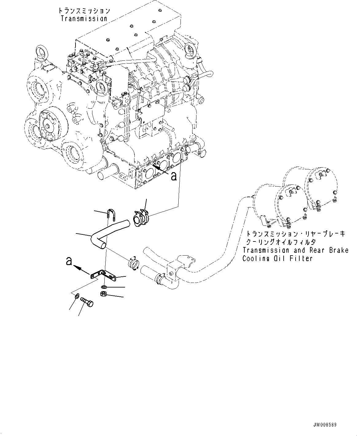 Komatsu parts book diagram for HD605-8 S/N 30072-UP (For KAL): TRANSMISSION PIPING, PIPING (1/2) (#30001-)
