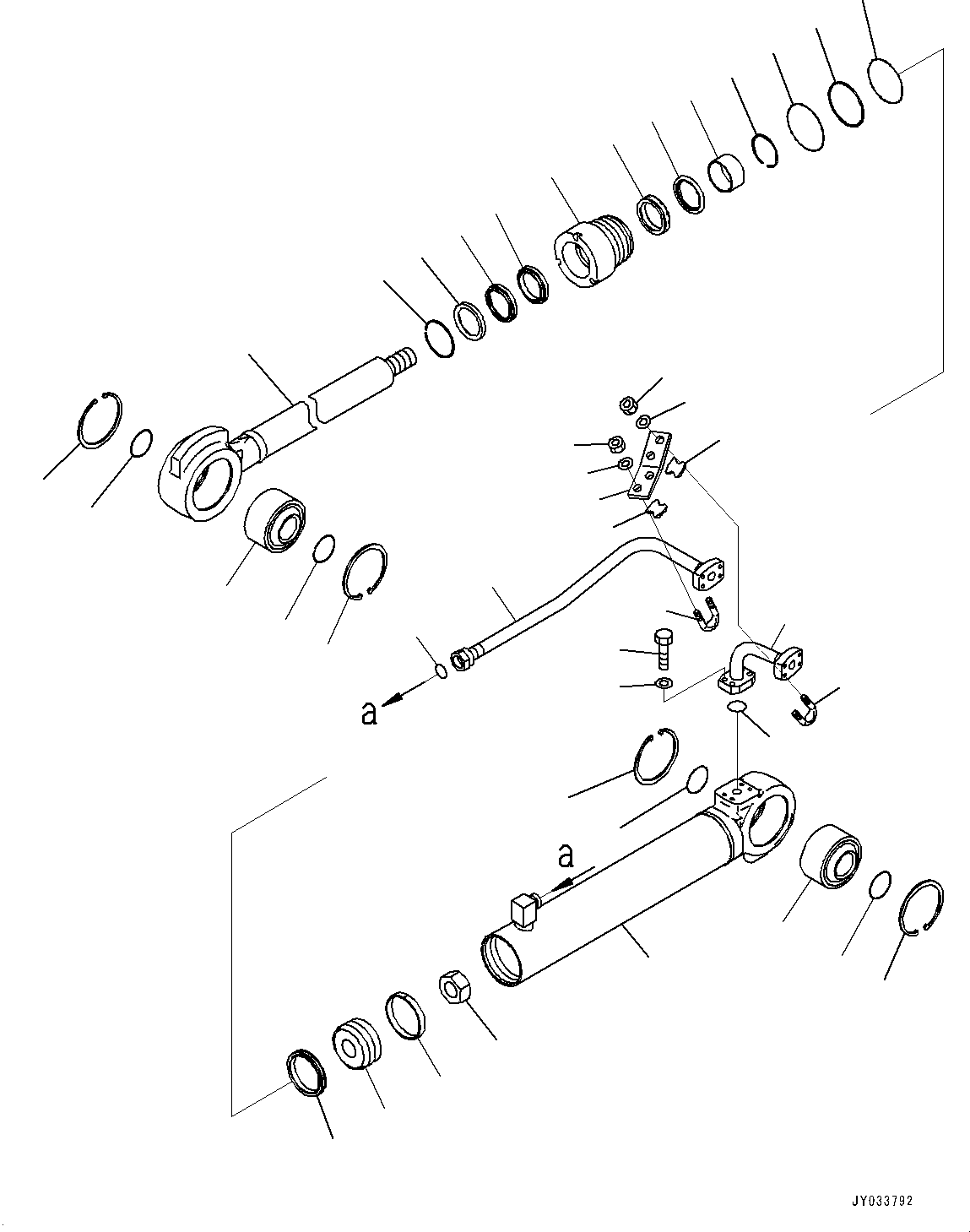 Komatsu parts book diagram for HD605-8 S/N 30072-UP (For KAL): STEERING AND HOIST HYDRAULIC PIPING, STEERING CYLINDER, R.H. (#30001-)