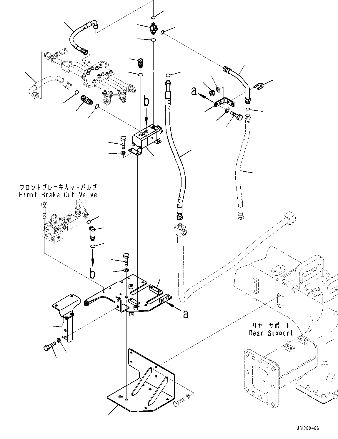 Komatsu parts book diagram for HD605-8 S/N 30072-UP (For KAL): BRAKE PIPING, RELAY VALVE (#30001-)