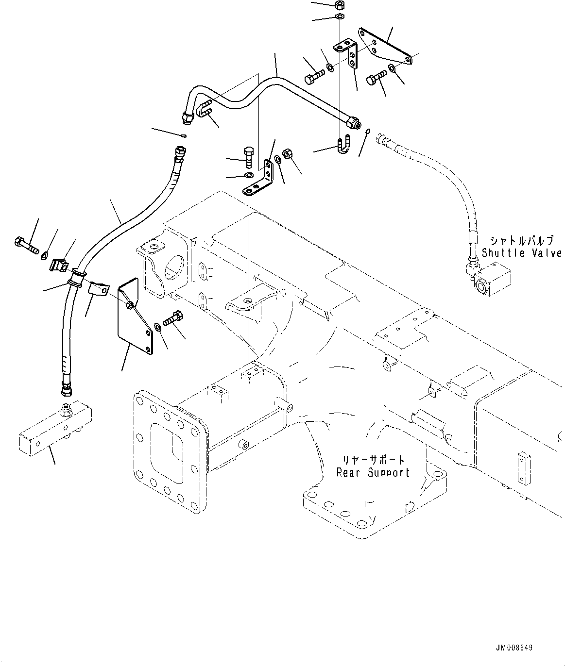 Komatsu parts book diagram for HD605-8 S/N 30072-UP (For KAL): BRAKE PIPING, PIPING (1/6) (WITH OIL QUICK CHARGE) (#30001-)
