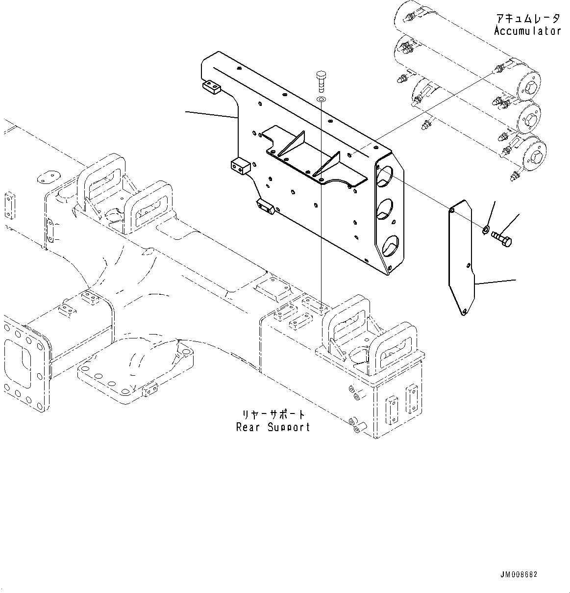 Komatsu parts book diagram for HD605-8 S/N 30072-UP (For KAL): BRAKE PIPING, ACCUMULATOR MOUNTING (#30001-)