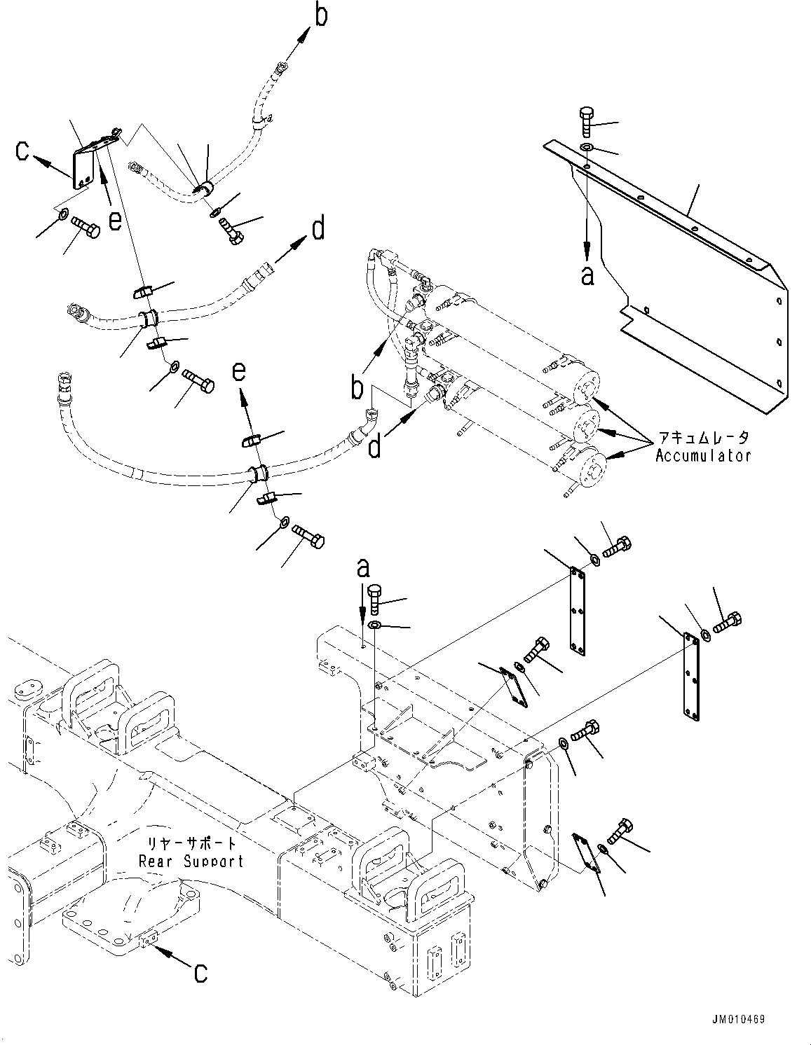 Komatsu parts book diagram for HD605-8 S/N 30072-UP (For KAL): BRAKE PIPING, MOUNTING (#30001-)