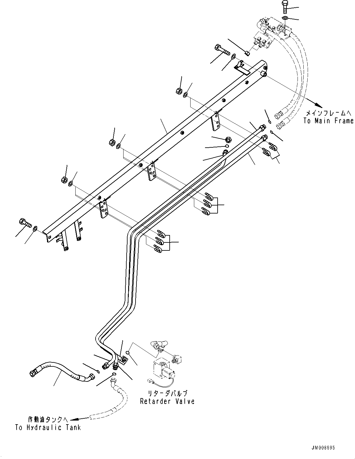 Dump Trucks Komatsu / HD605-8 S/N 30072-UP (For KAL)(1001232C) / Brake Piping, Rear Shuttle Valve Piping (#30001-)(H009019 : H3540-004019)