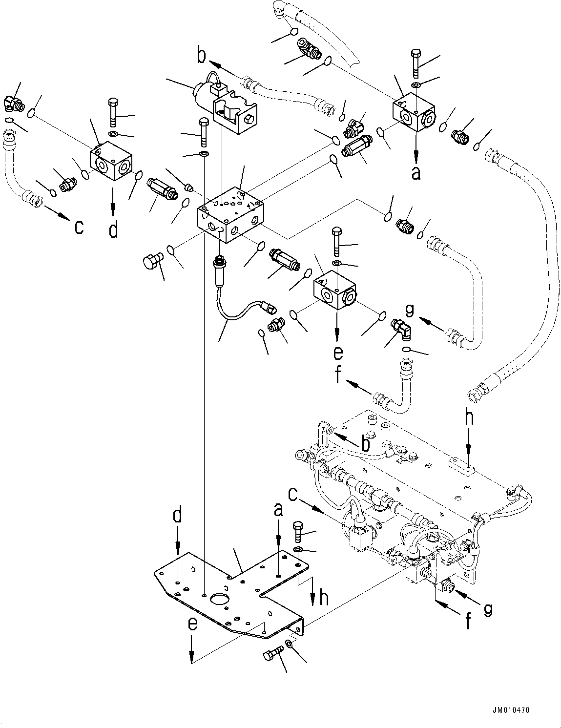 Komatsu parts book diagram for HD605-8 S/N 30072-UP (For KAL): BRAKE PIPING, VALVE (1/3) (#30001-)
