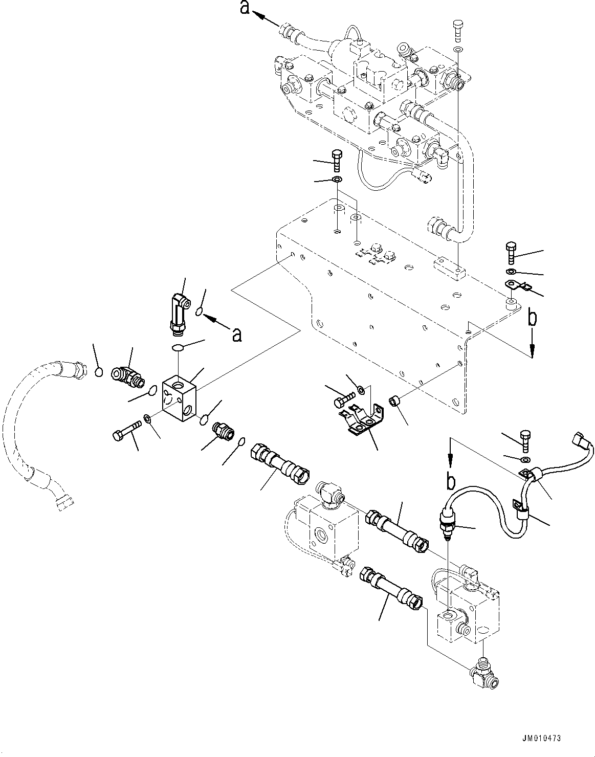 Komatsu parts book diagram for HD605-8 S/N 30072-UP (For KAL): BRAKE PIPING, TUBE (1/3) (#30001-)