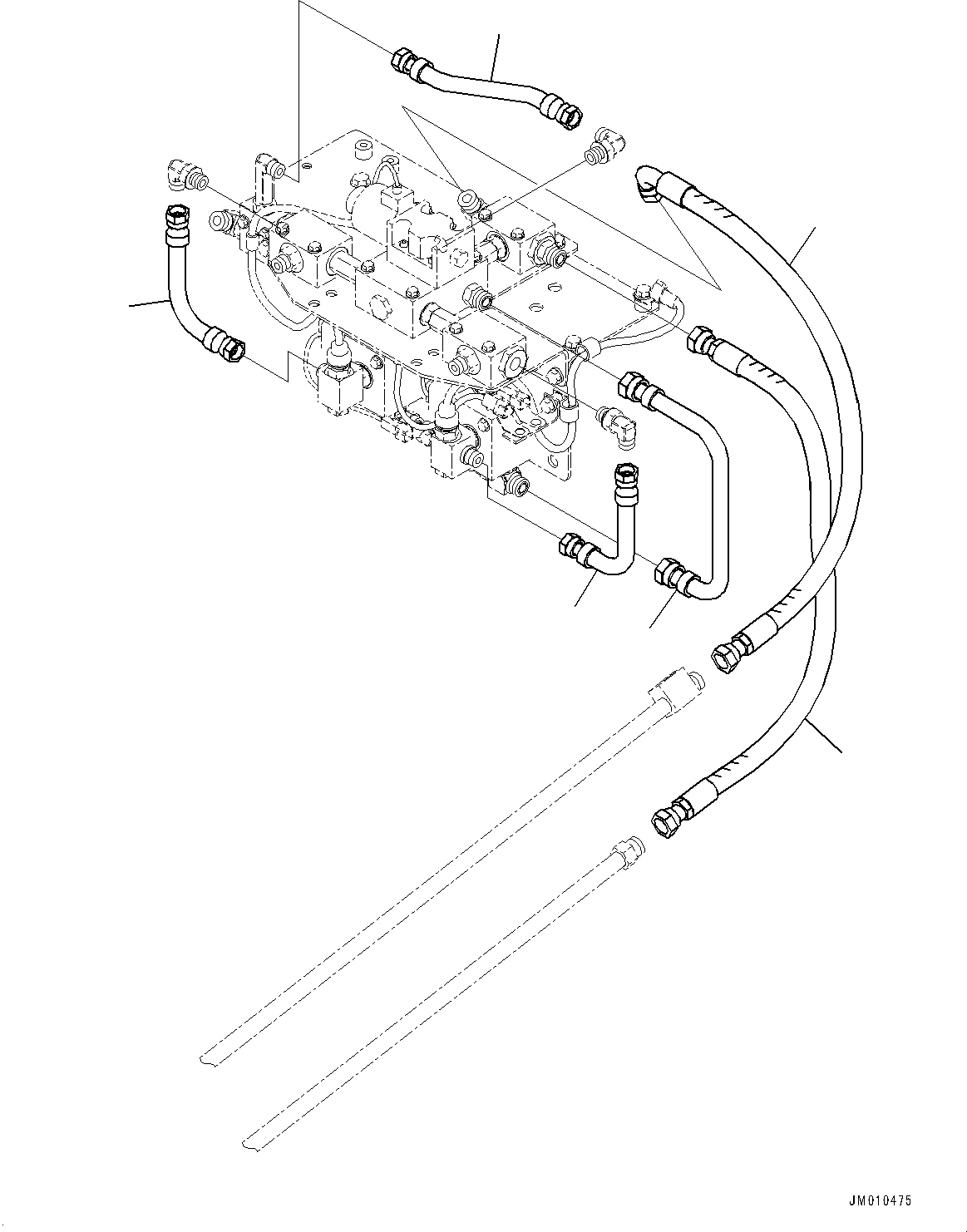 Komatsu parts book diagram for HD605-8 S/N 30072-UP (For KAL): BRAKE PIPING, TUBE (2/3) (#30001-)