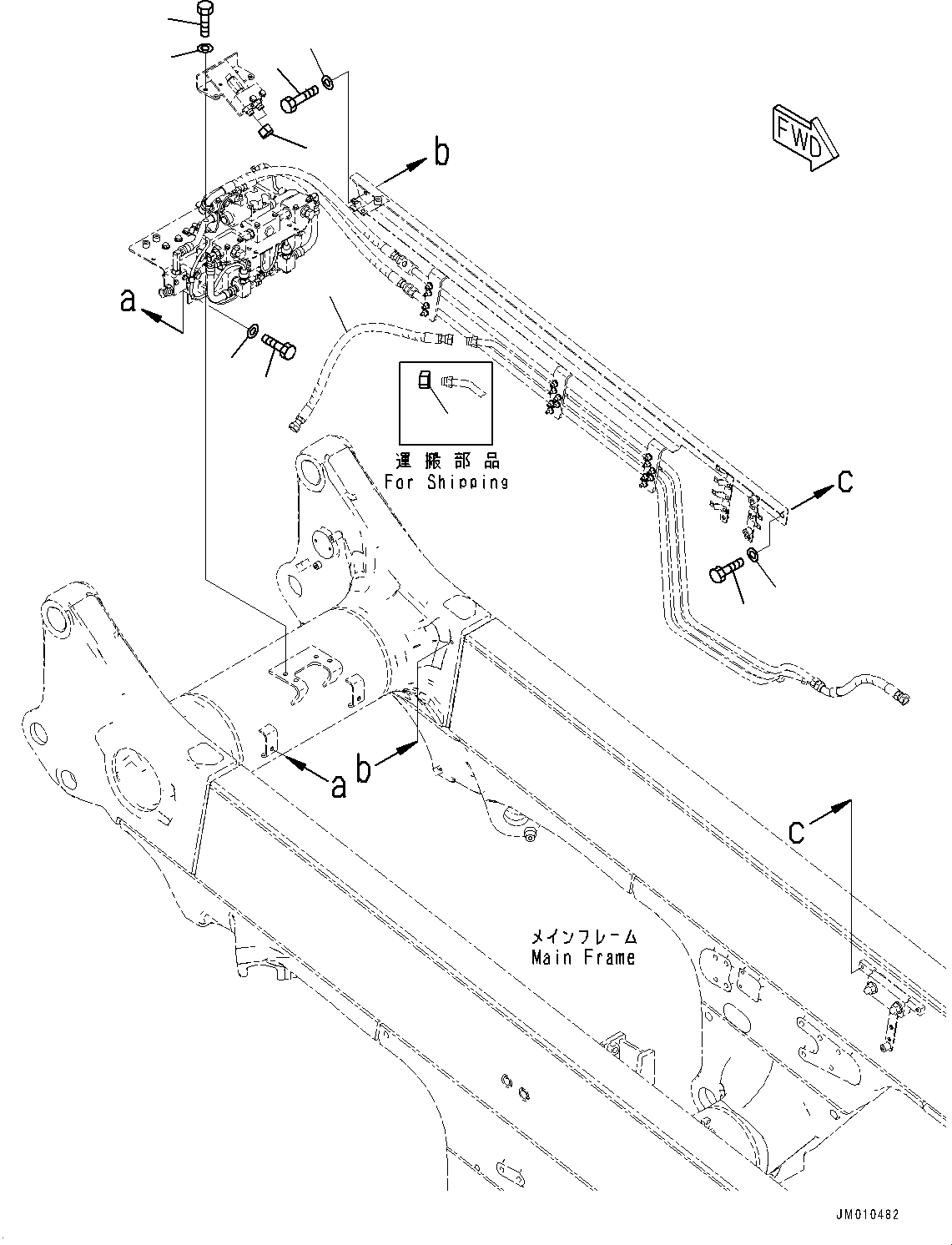 Komatsu parts book diagram for HD605-8 S/N 30072-UP (For KAL): BRAKE PIPING, MOUNTING (2/2) (#30001-)