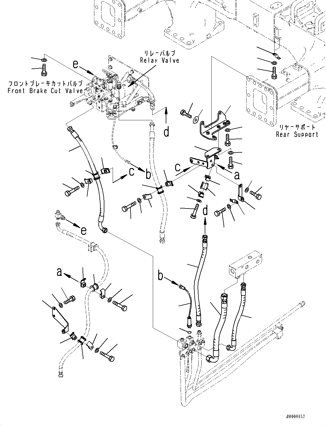 Komatsu parts book diagram for HD605-8 S/N 30072-UP (For KAL): BRAKE PIPING, PIPING (2/5) (#30001-)