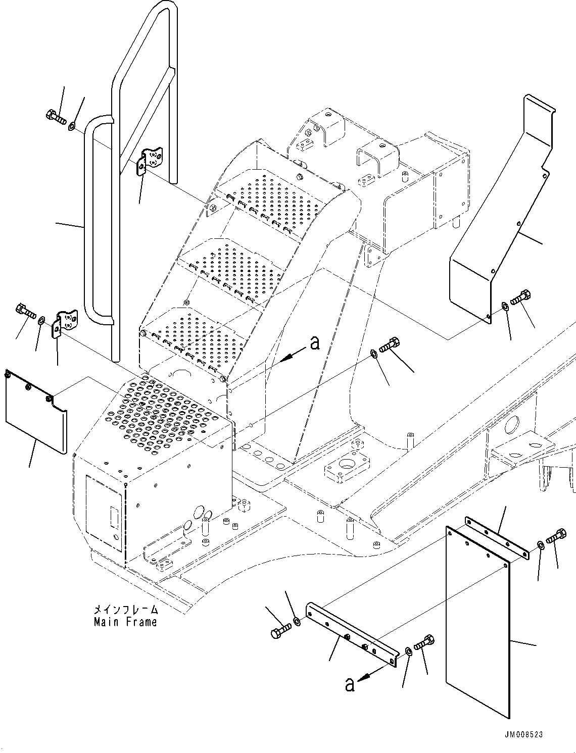 Komatsu parts book diagram for HD605-8 S/N 30072-UP (For KAL): LADDER, MUDGUARD, R.H. (#30001-)