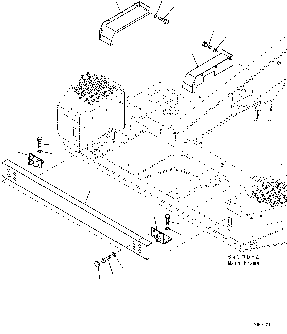 Komatsu parts book diagram for HD605-8 S/N 30072-UP (For KAL): LADDER, FRONT COVER (WITH TIRE STOPPER) (#30001-)