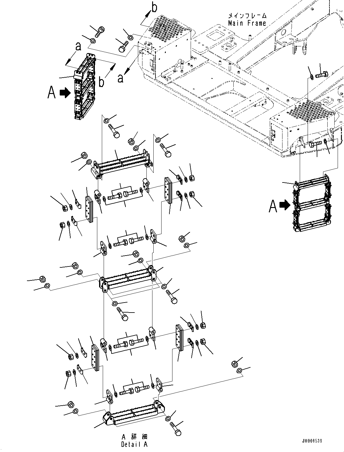 Komatsu parts book diagram for HD605-8 S/N 30072-UP (For KAL): LADDER, STEP (#30001-)