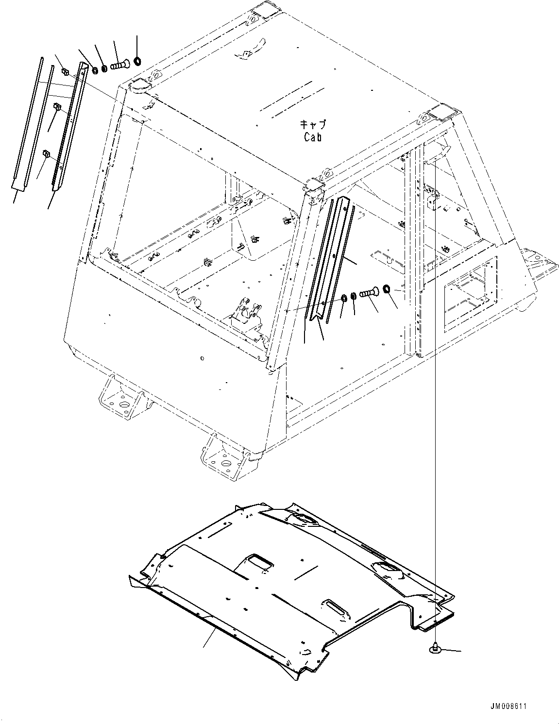 Komatsu parts book diagram for HD605-8 S/N 30072-UP (For KAL): CAB, ROOF PAD (#30001-)