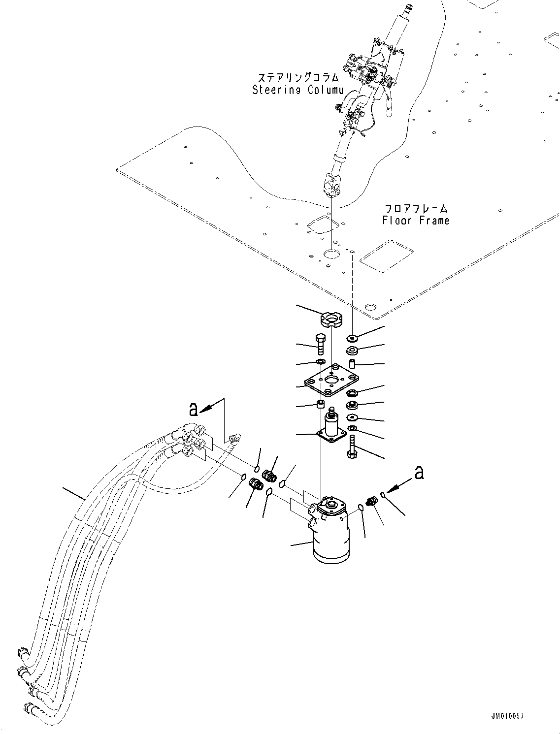 Komatsu parts book diagram for HD605-8 S/N 30072-UP (For KAL): CAB, STEERING VALVE (#30001-)