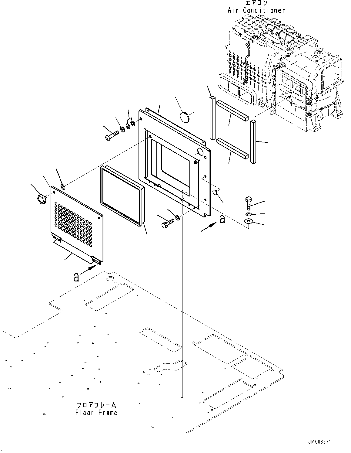 Komatsu parts book diagram for HD605-8 S/N 30072-UP (For KAL): CAB, AIR CONDITIONER RECIRCULATION AIR FILTER (#30001-)