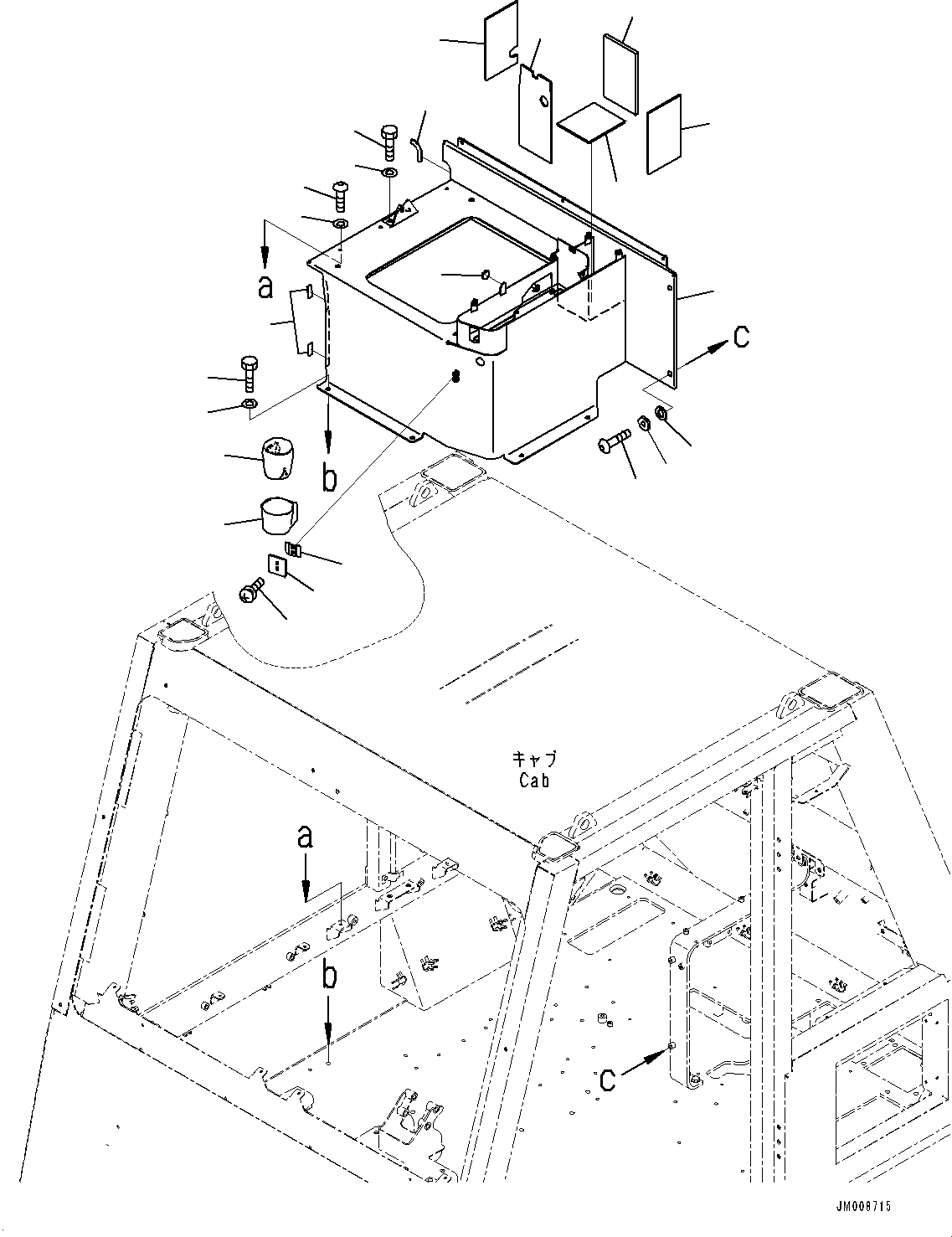 Komatsu parts book diagram for HD605-8 S/N 30072-UP (For KAL): CAB, CONSOLE BOX (#30001-)