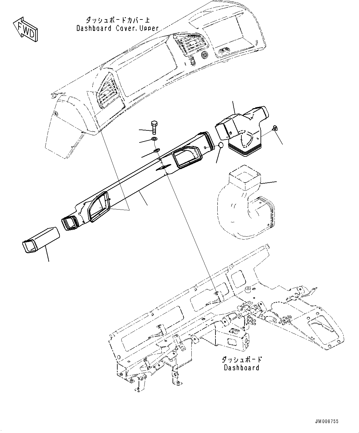 Komatsu parts book diagram for HD605-8 S/N 30072-UP (For KAL): CAB, DASHBOARD DUCT (#30001-)
