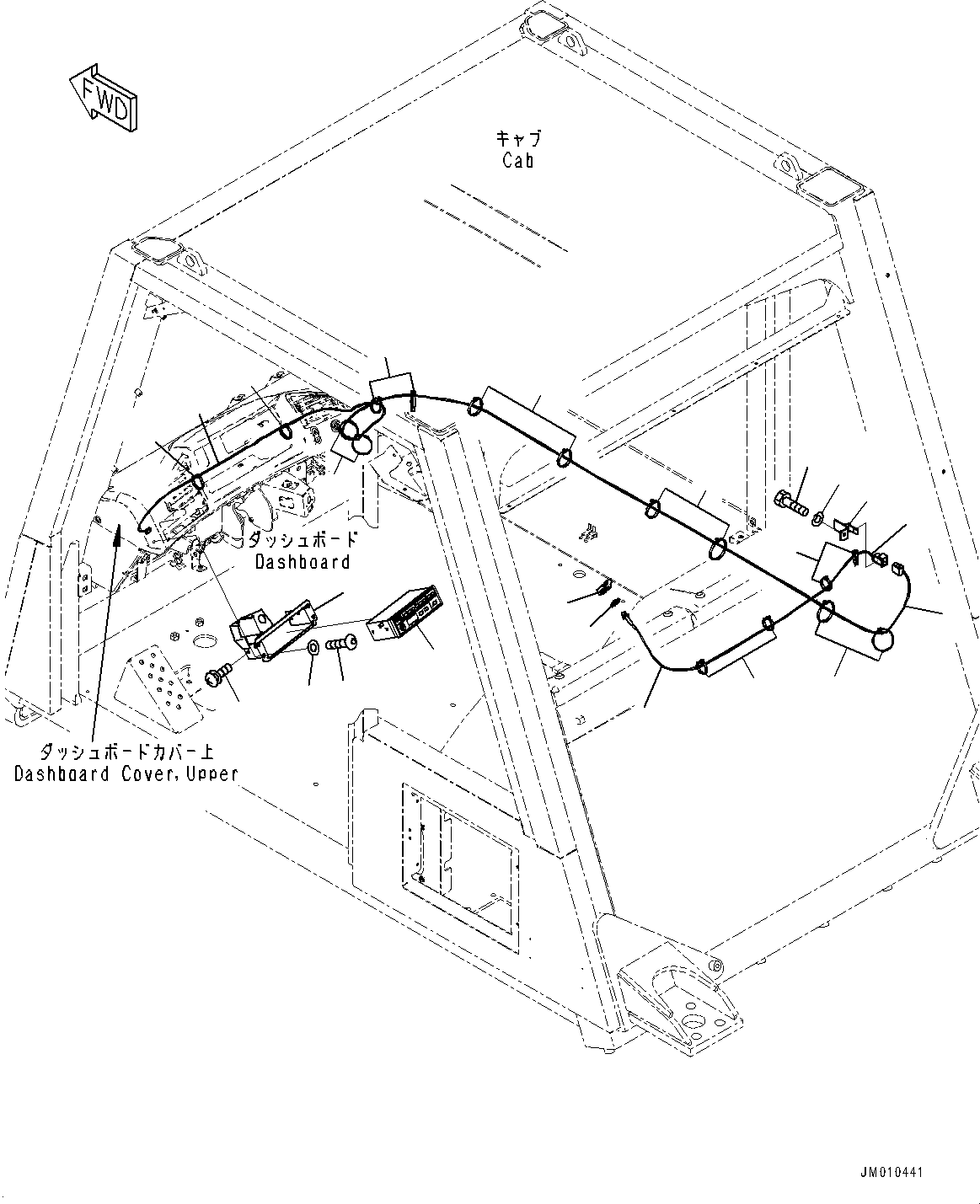 Komatsu parts book diagram for HD605-8 S/N 30072-UP (For KAL): CAB, RADIO (WITH ) (#30001-)