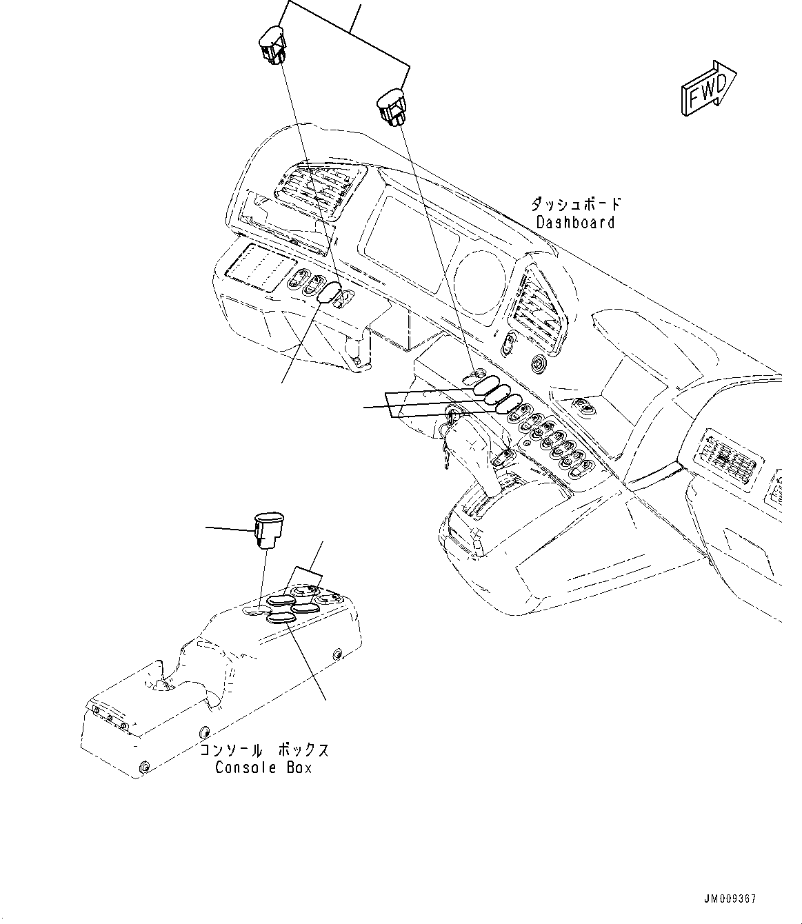 Komatsu parts book diagram for HD605-8 S/N 30072-UP (For KAL): CAB OPTION SWITCH, COVER (#30001-)