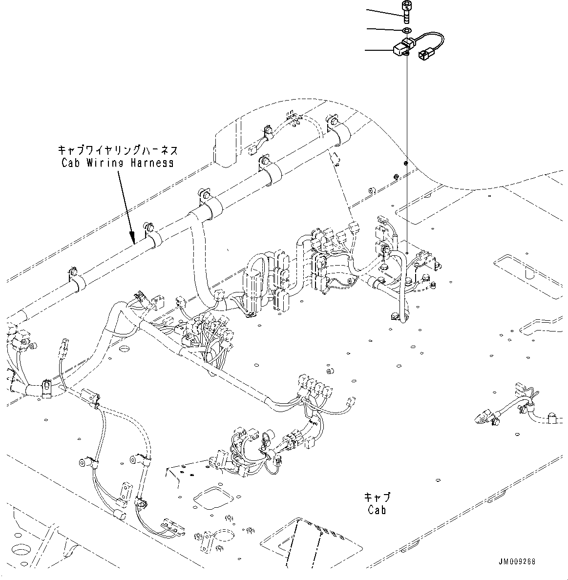 Komatsu parts book diagram for HD605-8 S/N 30072-UP (For KAL): CAB OPTION SWITCH, KTCS ACCELERATION SENSOR (#30001-)