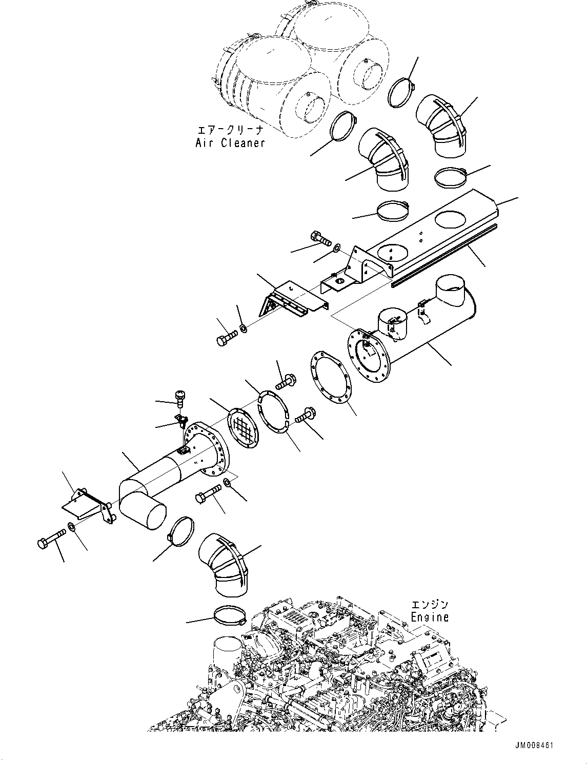 Dump Trucks Komatsu / HD605-8 S/N 30072-UP (For KAL)(1001232C) / Platform Group, Air Intake Piping (#30001-)(L002006 : L3150-001005)