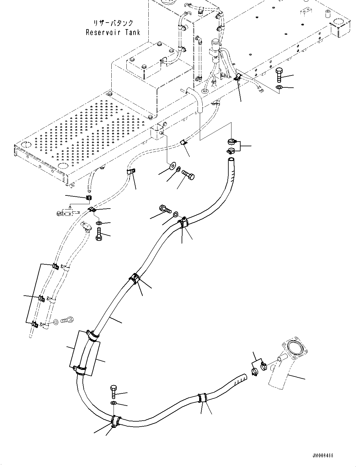 Komatsu parts book diagram for HD605-8 S/N 30072-UP (For KAL): PLATFORM GROUP, COOLANT PIPING (#30001-)