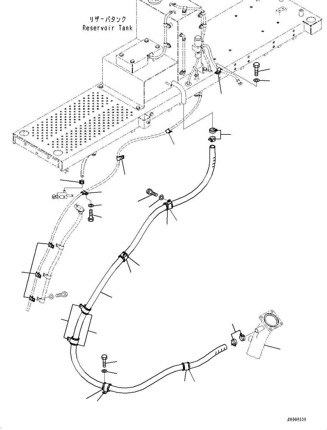 Komatsu parts book diagram for HD605-8 S/N 30072-UP (For KAL): PLATFORM GROUP, COOLANT PIPING (#30001-)