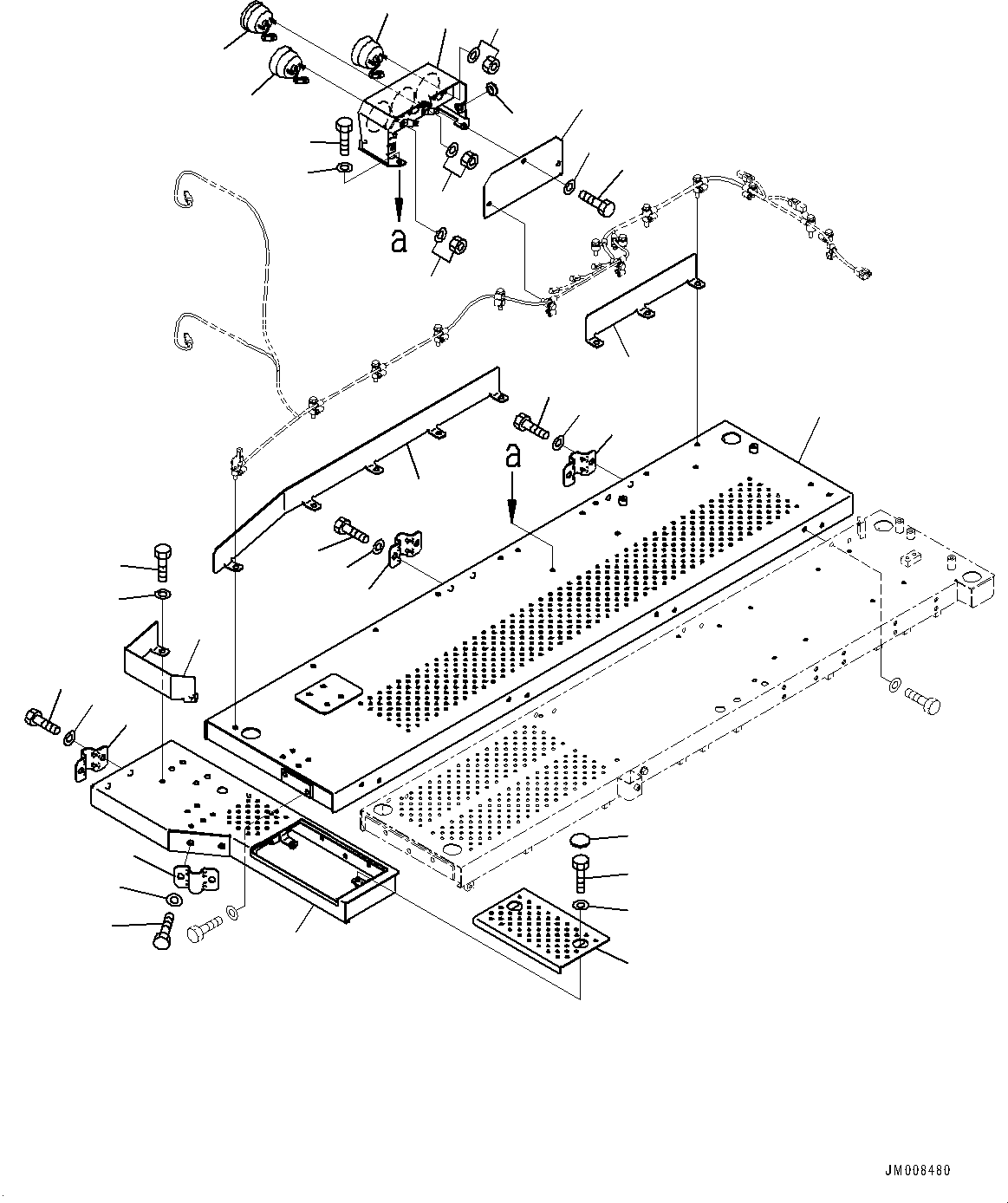 Komatsu parts book diagram for HD605-8 S/N 30072-UP (For KAL): SIDE PLATFORM, R.H. (WITH REARVIEW MIRROR, HEATED) (#30001-)
