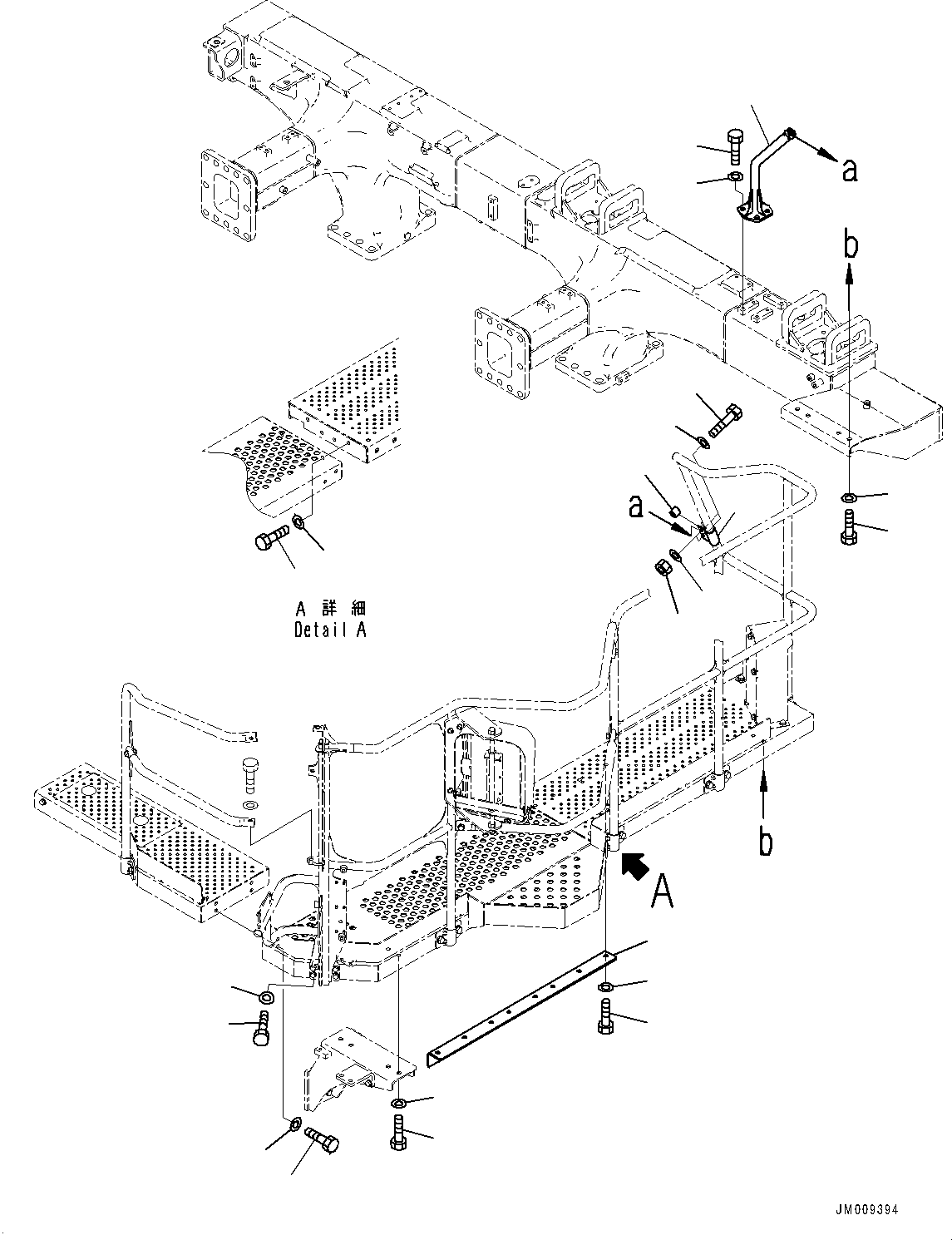 Komatsu parts book diagram for HD605-8 S/N 30072-UP (For KAL): SIDE PLATFORM, RELATED PARTS, L.H. (#30001-)