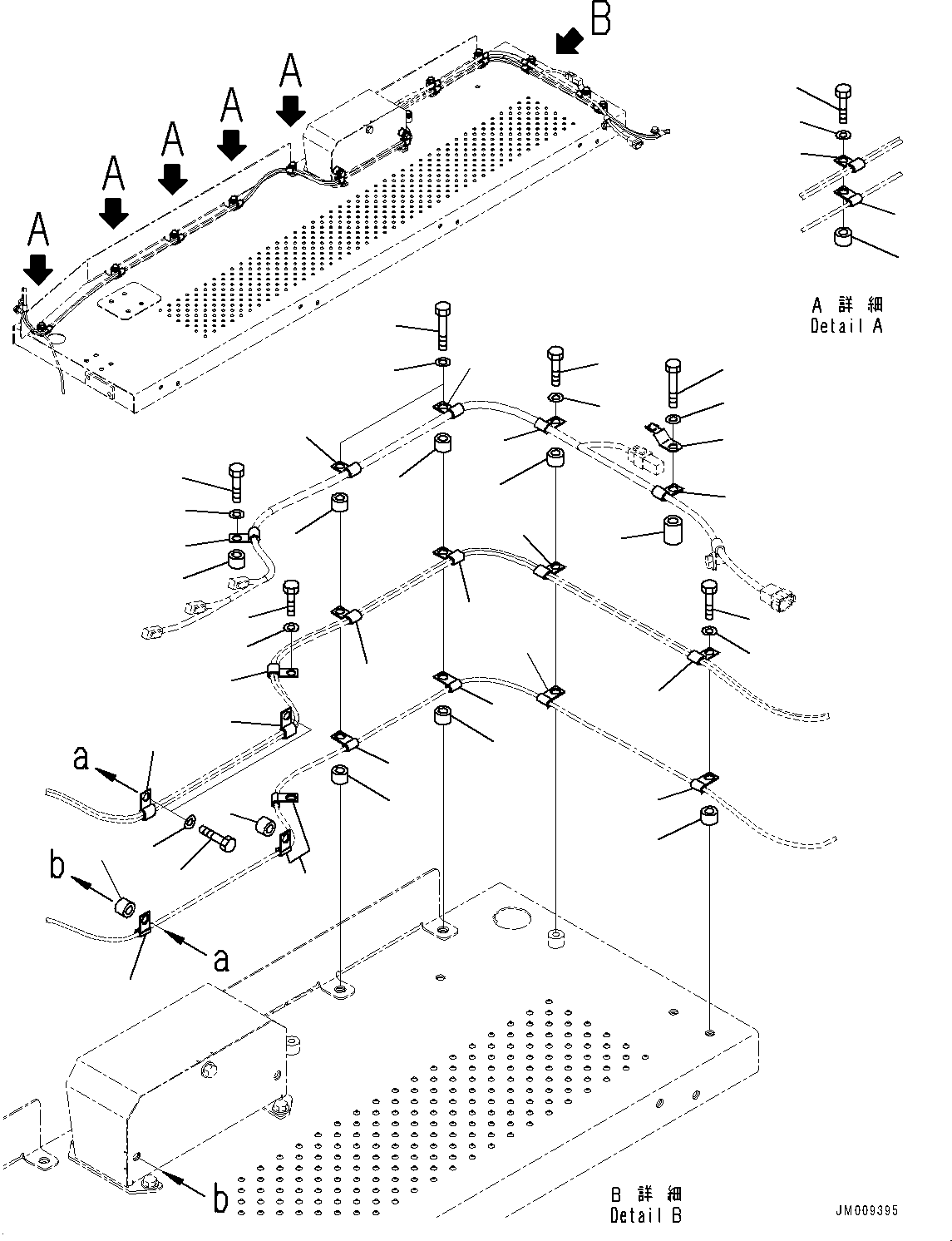Komatsu parts book diagram for HD605-8 S/N 30072-UP (For KAL): SIDE PLATFORM, WIRING HARNESS MOUNTING, R.H. (#30001-)