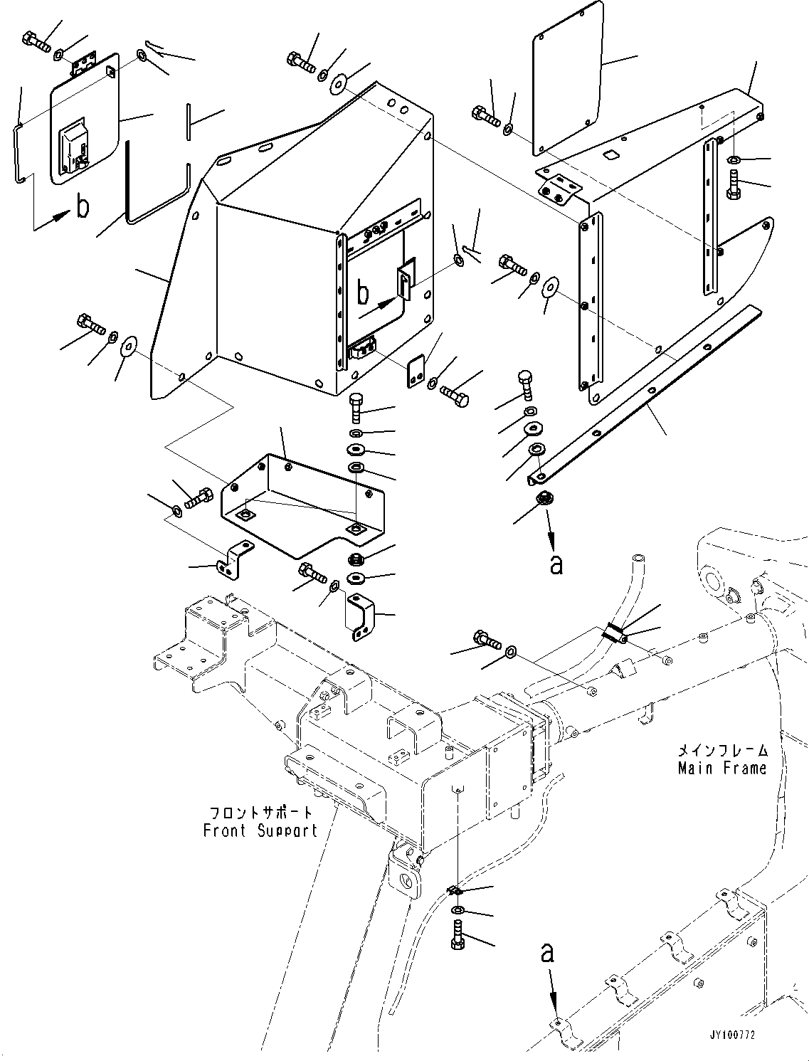 Komatsu parts book diagram for HD605-8 S/N 30072-UP (For KAL): ENGINE SIDE COVER, R.H. (#30001-)