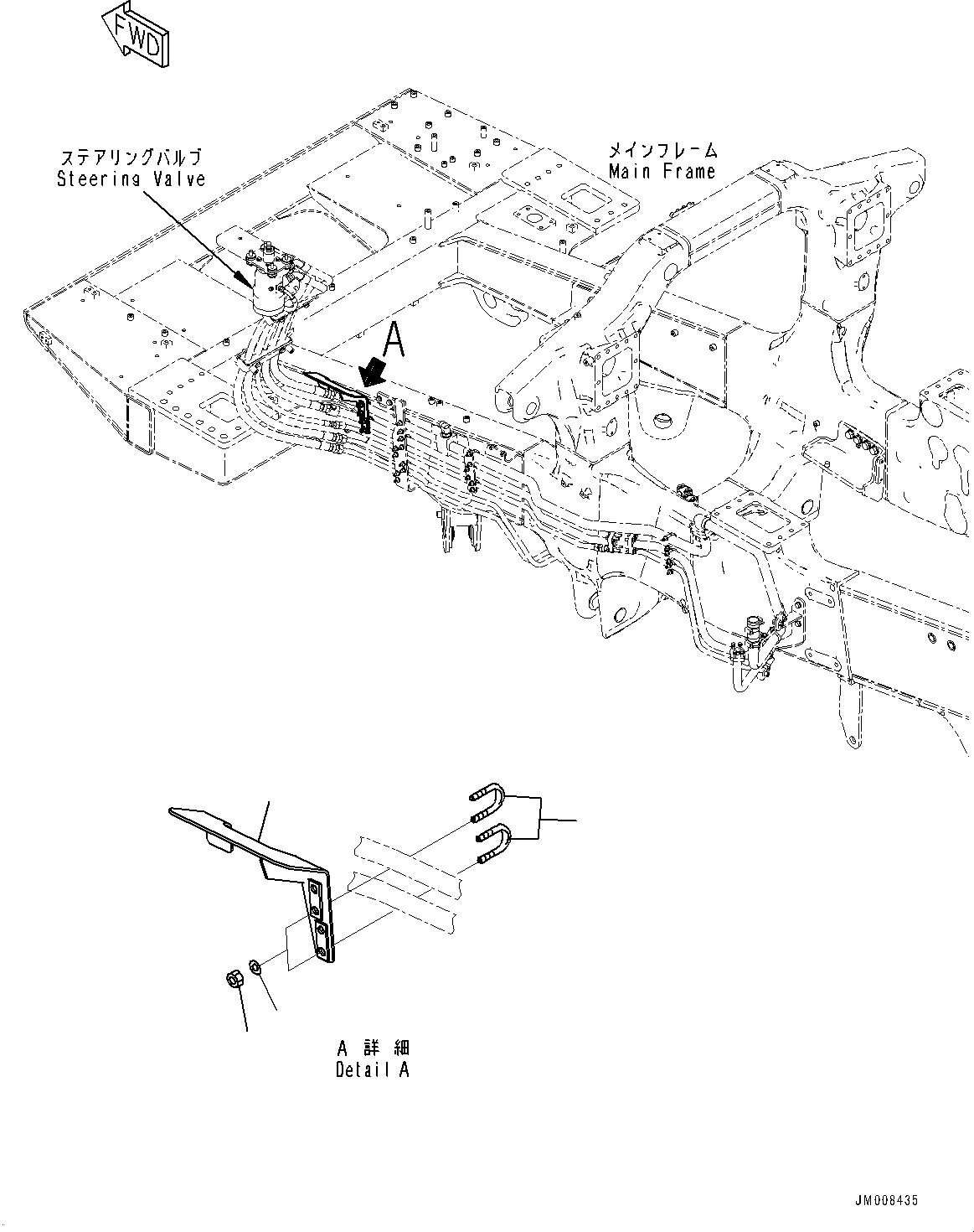 Komatsu parts book diagram for HD605-8 S/N 30072-UP (For KAL): FIRE PROTECTION, STEERING PIPING COVER (#30001-)