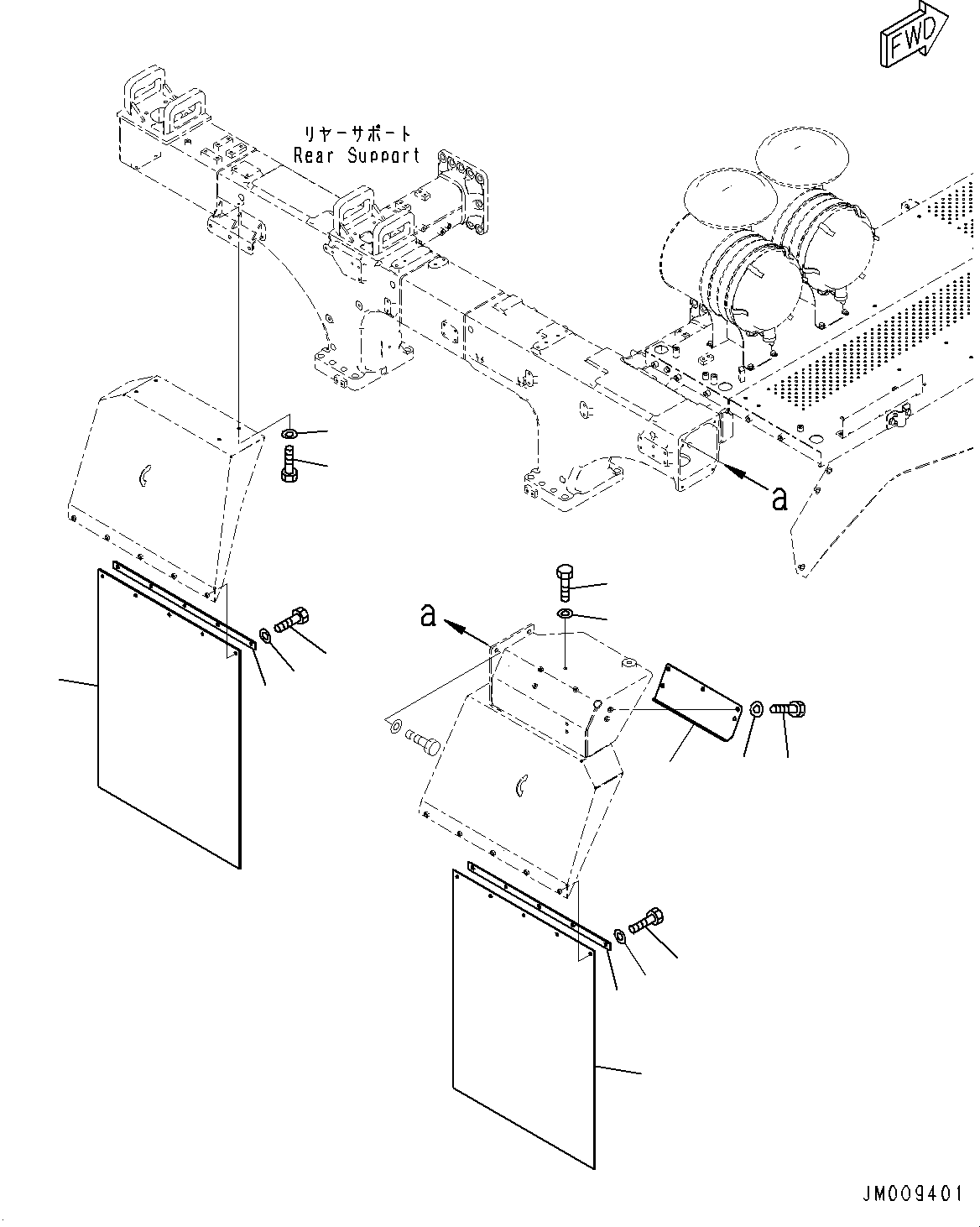 Komatsu parts book diagram for HD605-8 S/N 30072-UP (For KAL): FENDER, MOUNTING AND COVER (#30001-)