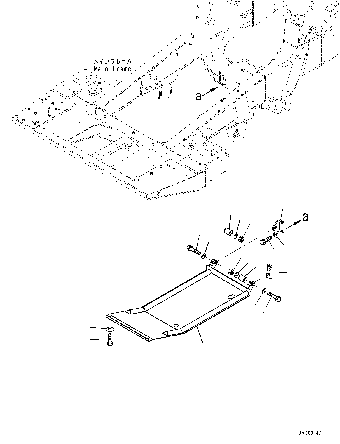 Komatsu parts book diagram for HD605-8 S/N 30072-UP (For KAL): ENGINE UNDER GUARD (#30001-)