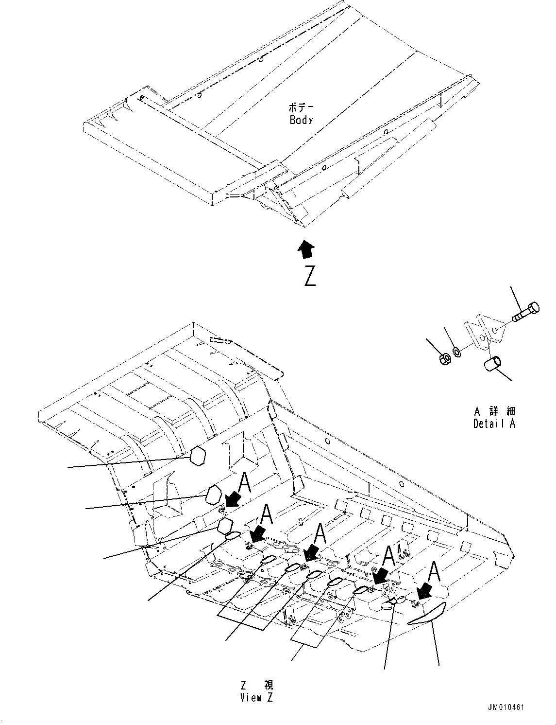 Komatsu parts book diagram for HD605-8 S/N 30072-UP (For KAL): BODY, PLATE (#30001-)