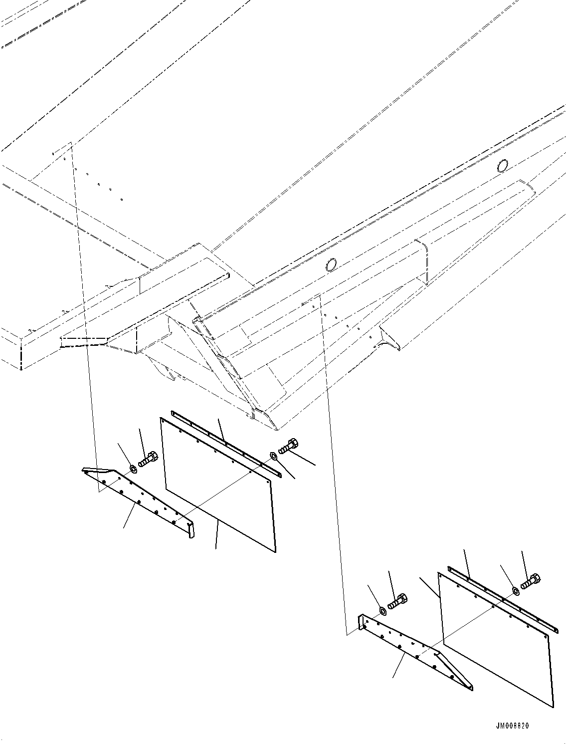 Komatsu parts book diagram for HD605-8 S/N 30072-UP (For KAL): BODY RELATED PARTS, MUDGUARD (#30001-)