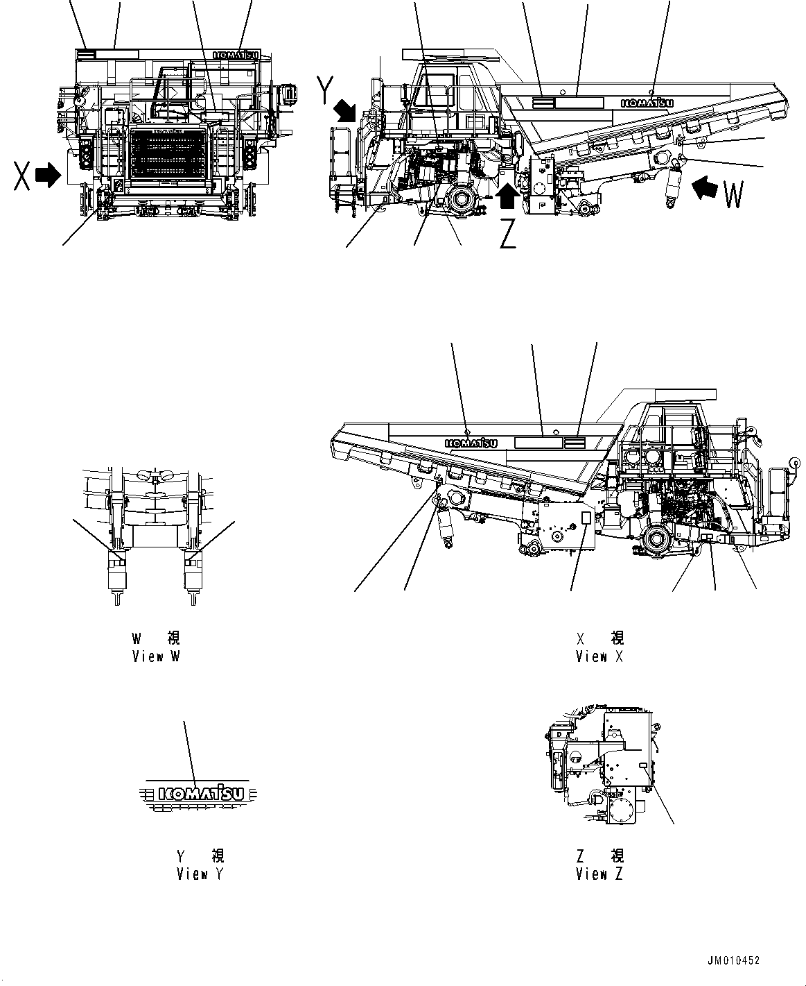 Komatsu parts book diagram for HD605-8 S/N 30072-UP (For KAL): MARKS AND NAME PLATES, (1/3) (#30001-)