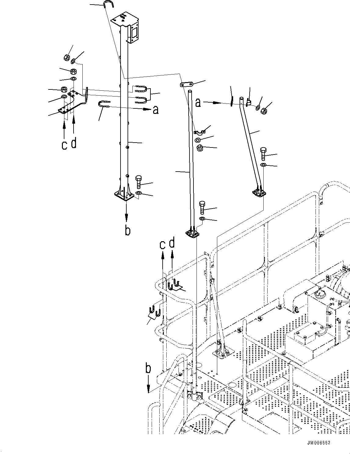 Komatsu parts book diagram for HD605-8 S/N 30072-UP (For KAL): ANTENNA, POLE (#30001-)