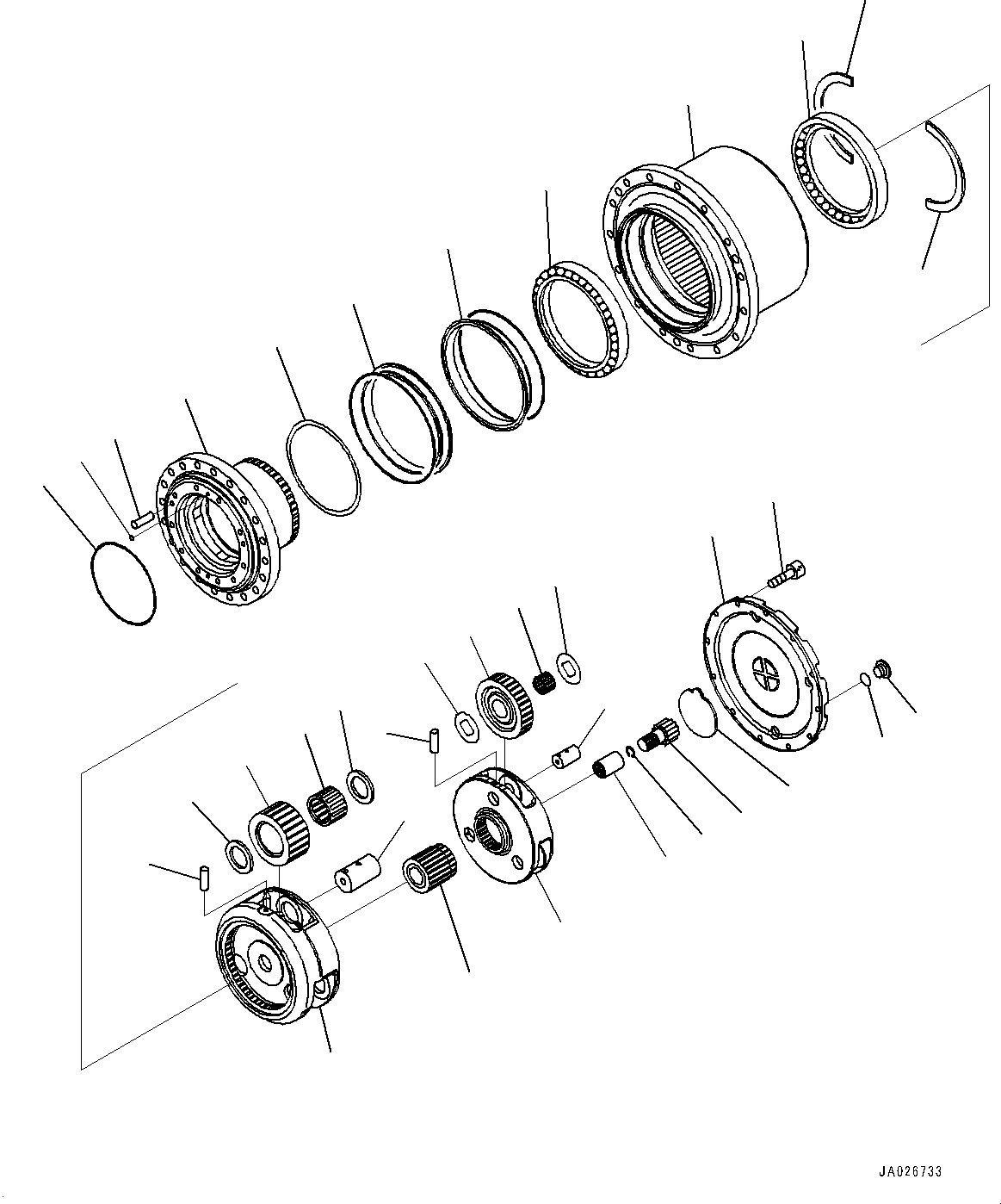 Excavators Komatsu / PC128USI-10 S/N 44527-UP(1001233C) / Final Drive, Inner Parts, Travel Motor  (1/3) (#44383-)(P002001 : P1210-001001)