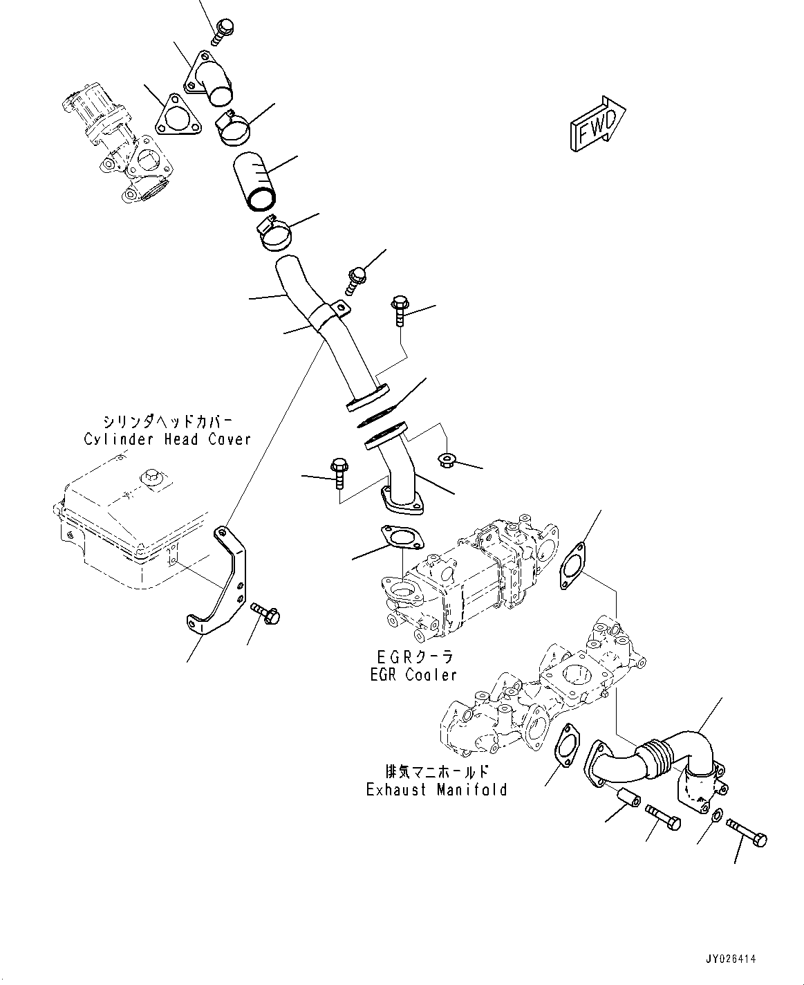 Engines Komatsu / SAA4D95LE-6 S/N 700006-UP (For PC128USI-10)(1001234C) / Exhaust Gas Re-circulation (EGR) Cooler Air Piping (#700006-)(A018001 : AER20-001001)