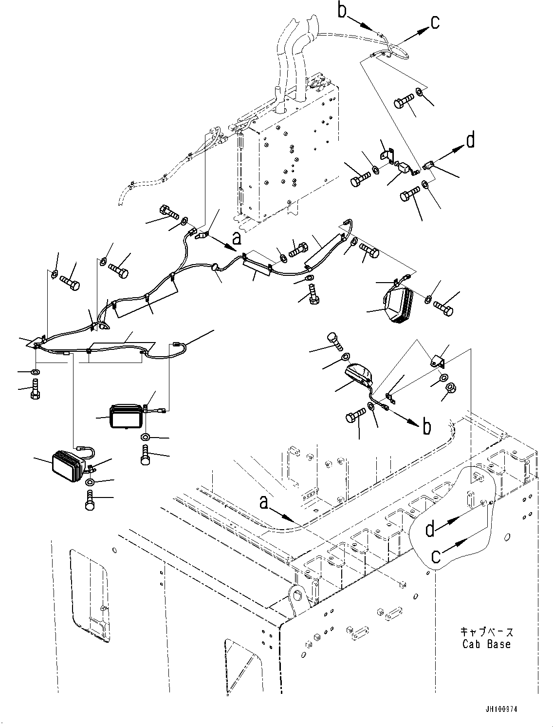 Excavators Mining Komatsu / PC2000-11 S/N 30001-UP(1001258C) / Electric Wiring Harness, Cab Base, Working Lamp, L.H. (#30001-)(E003014 : E0200-002014)